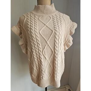 Pink Lily Cable Knit Sweater Vest, Ruffled sleeves, Sz M, Excellent cond.